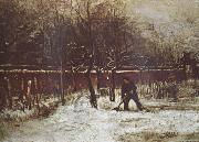 Vincent Van Gogh The Parsonage Garden at Nuenen in the Snow oil painting artist